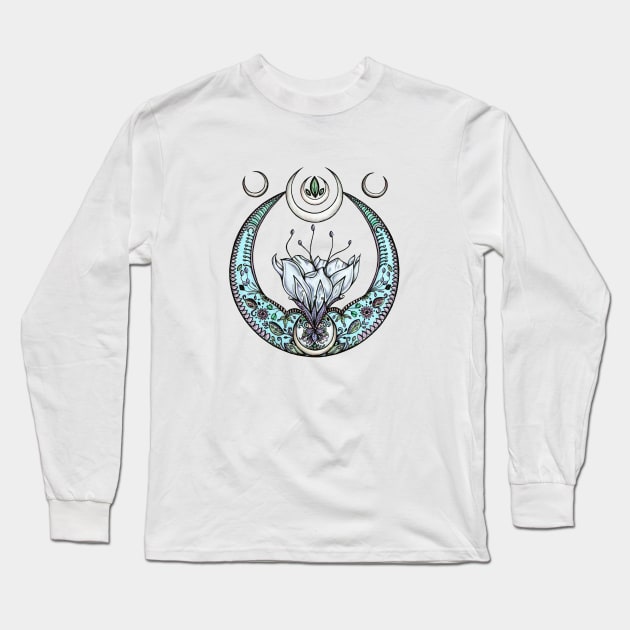 Moon Flower in Pastel Long Sleeve T-Shirt by NicoleWhelan